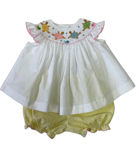 Sea Turtle Smocked Bloomer Set