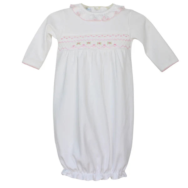 Sally white/pink Smocked Gown