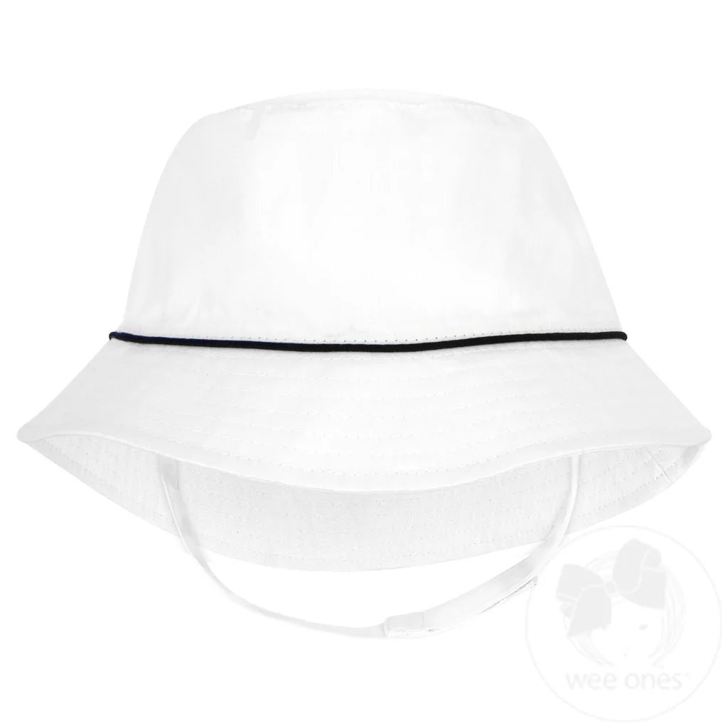 Bucket Hat with Straps - White