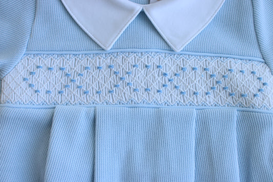 Blue Bubble Smocked Knit