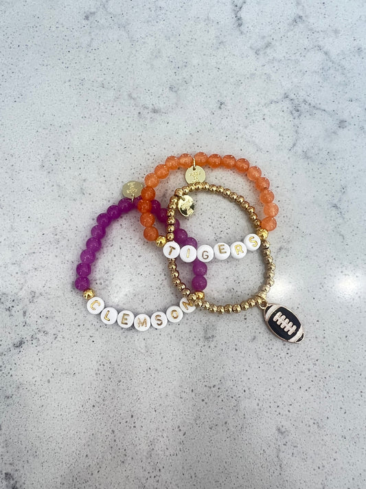 Gold Beaded Football Bracelet