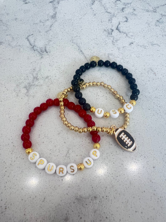 Gold Beaded Football Bracelet