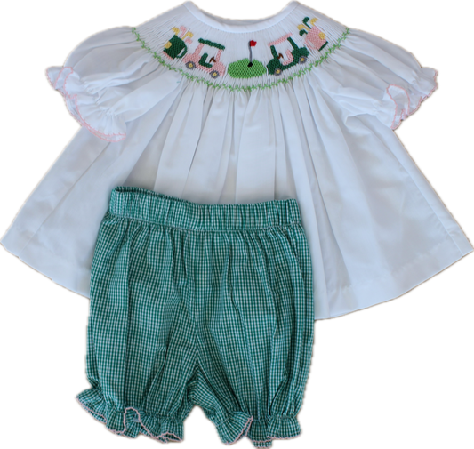Golf Smocked Bloomer Set