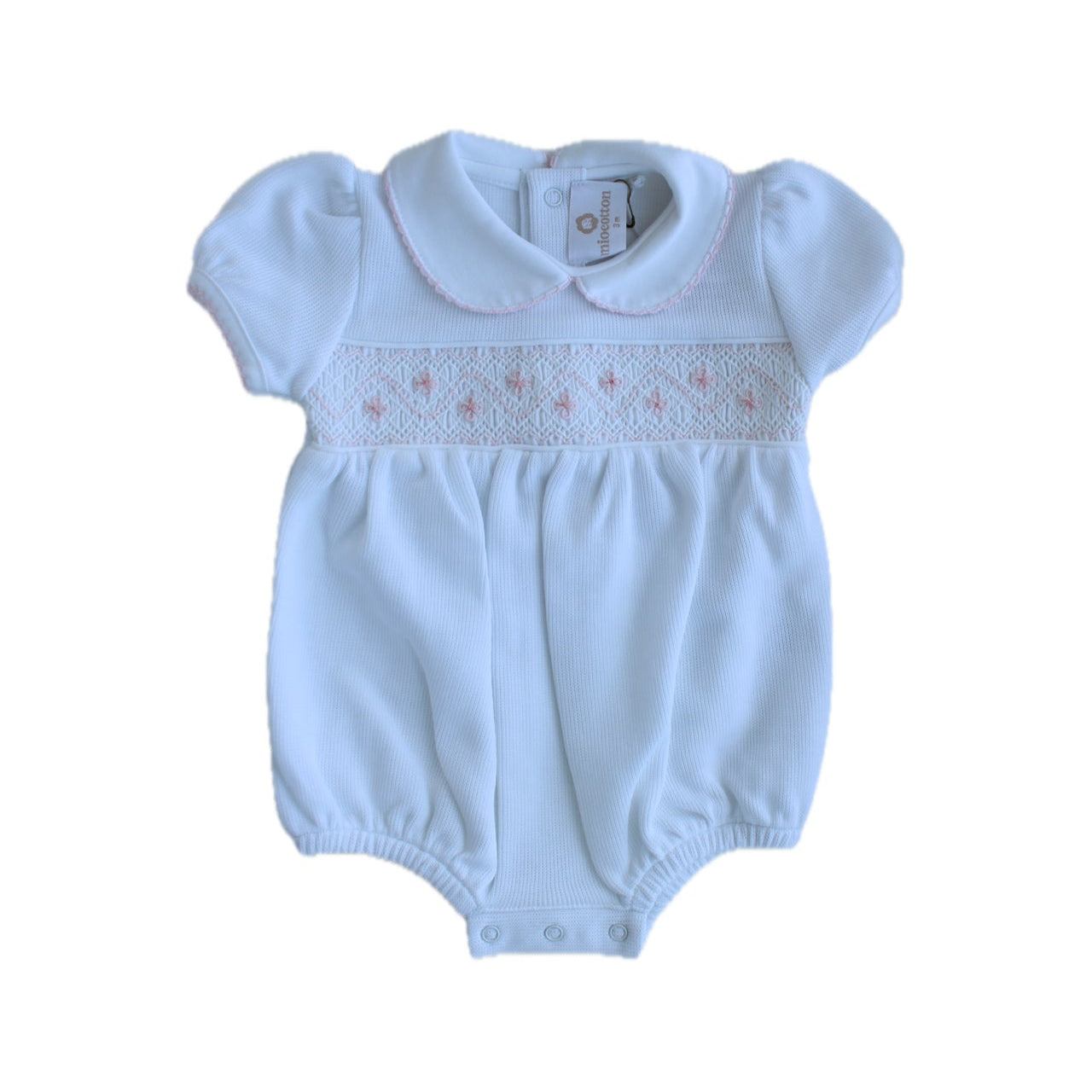 White/Pink Bubble Smocked Knit