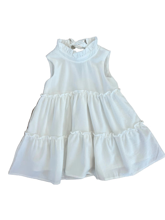 White Stripe Sleeveless Dress