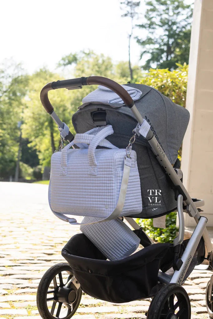 Blue Quilted Stroller Bag