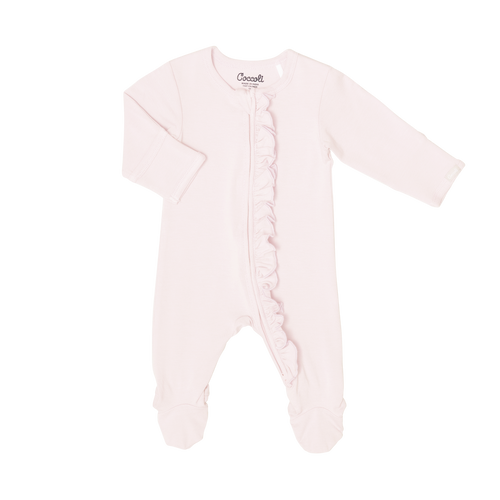 Ruffle Zipper Footie (Light Pink)