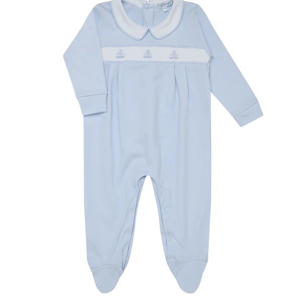 Smocked Sailboat Zipper Footie