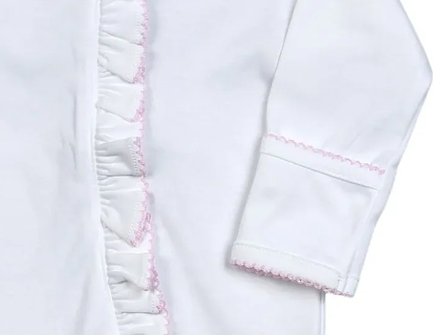 White/Pink Trim Zipper Footie