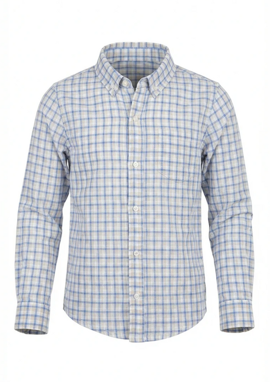 Pier Front Button Down Blue/Tan