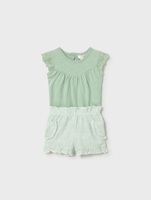 Sage Stripe Short Set