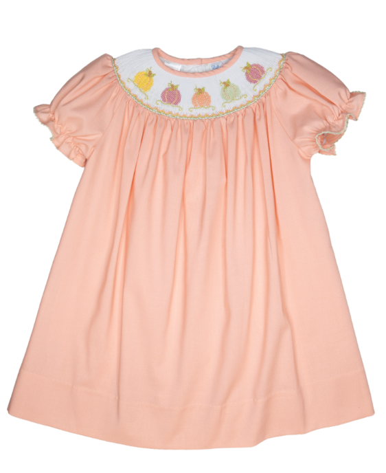 Coral Pumpkin Smocked Dress