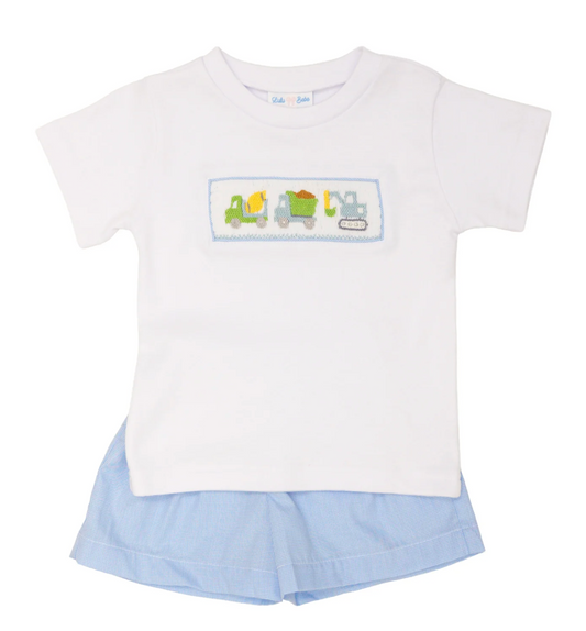 Smocked Trucks Short Set