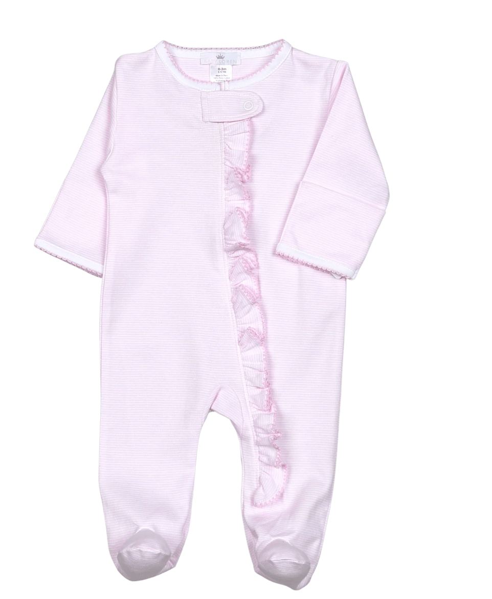 Pink Tiny Stripes Zipper Footie