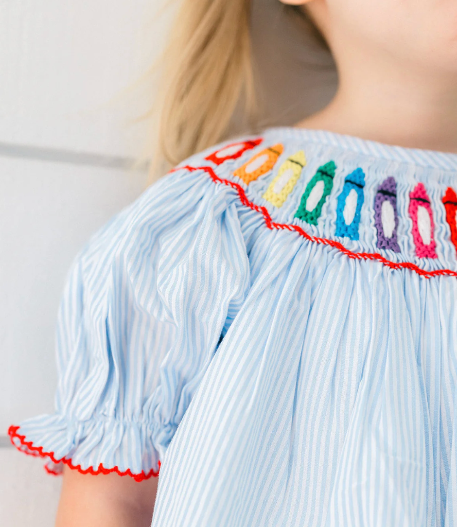 Blue Crayon Stripe Bubble