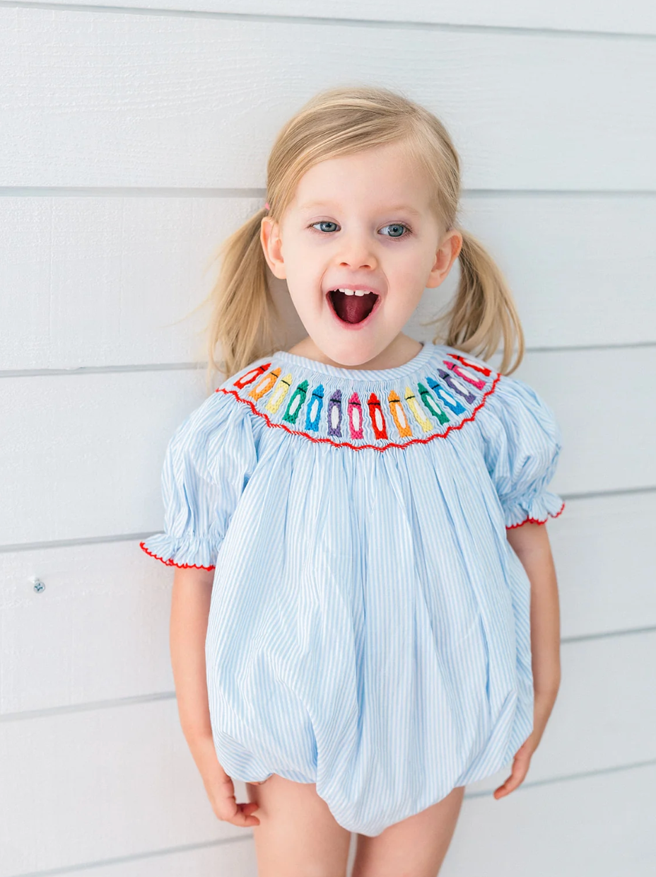Blue Crayon Stripe Bubble