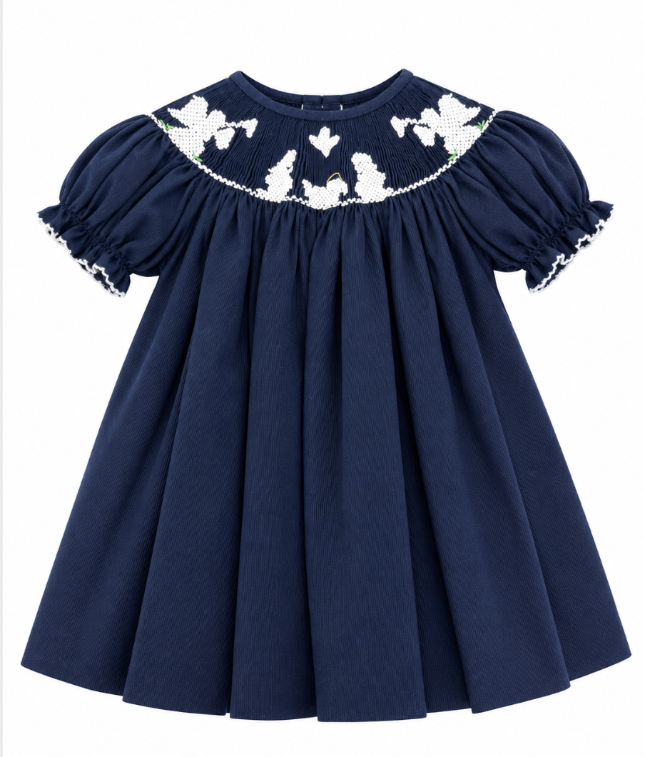 Navy Nativity Bishop Dress