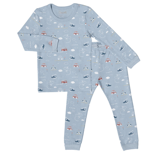 Longsleeve Pyjama (Vehicles on Blue)