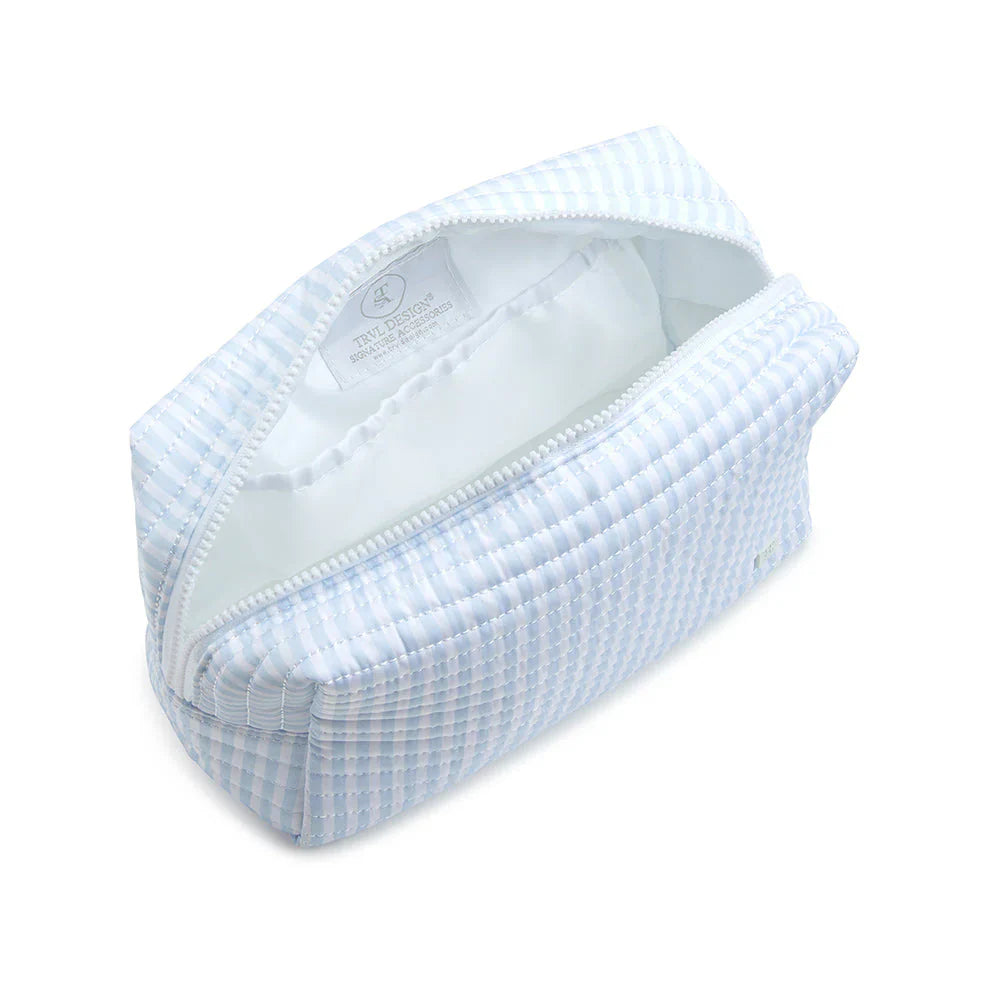 Blue Quilted Cosmetic Bag