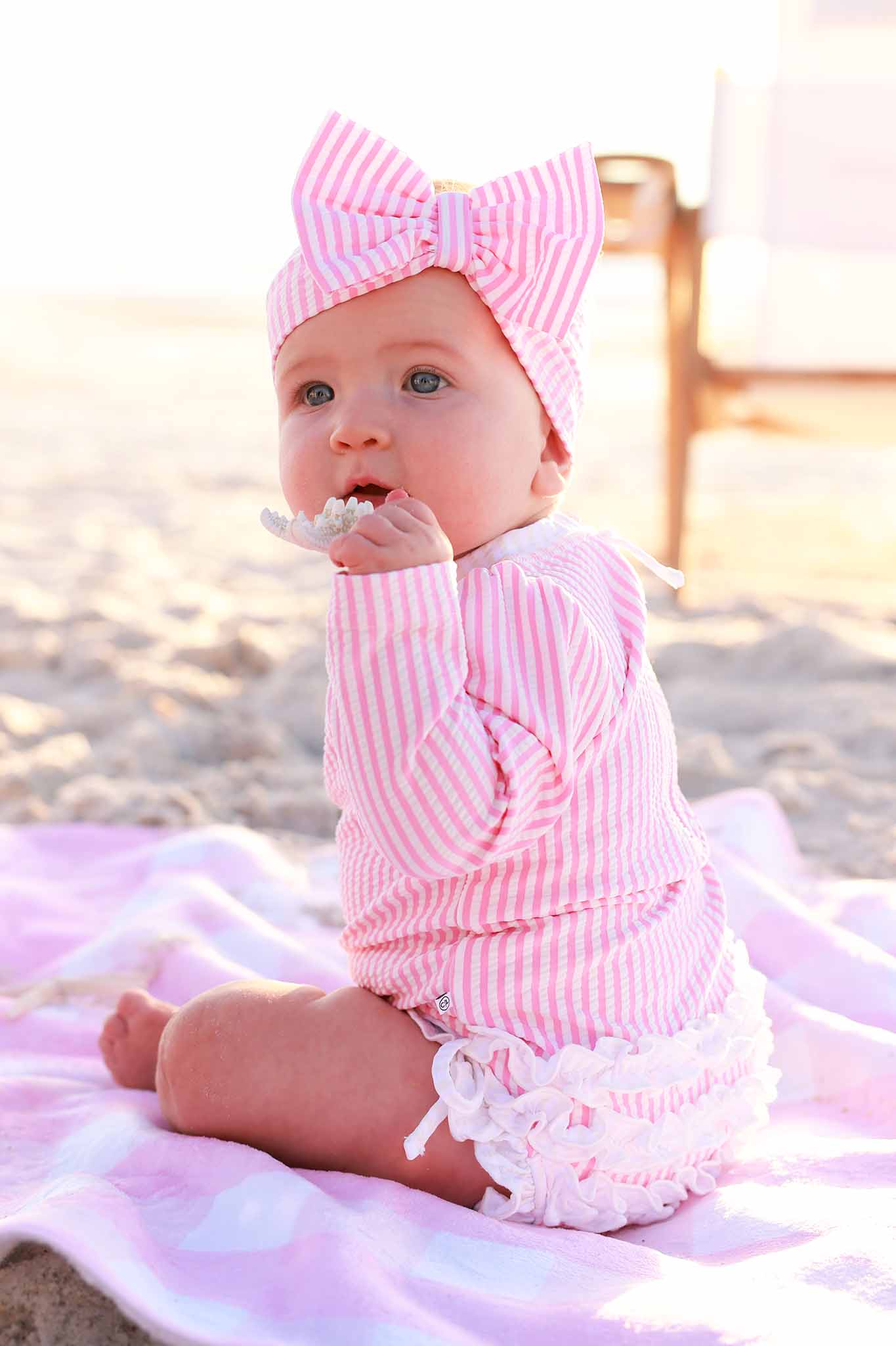 Swim Bow | Seersucker Pink