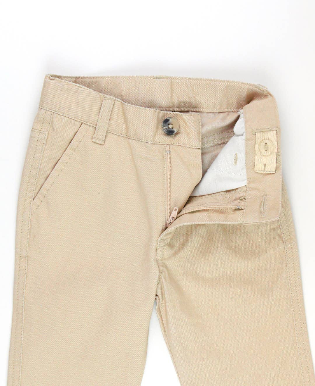 Boys Khaki Stretch Chino Pants: Off-White / 3-6m