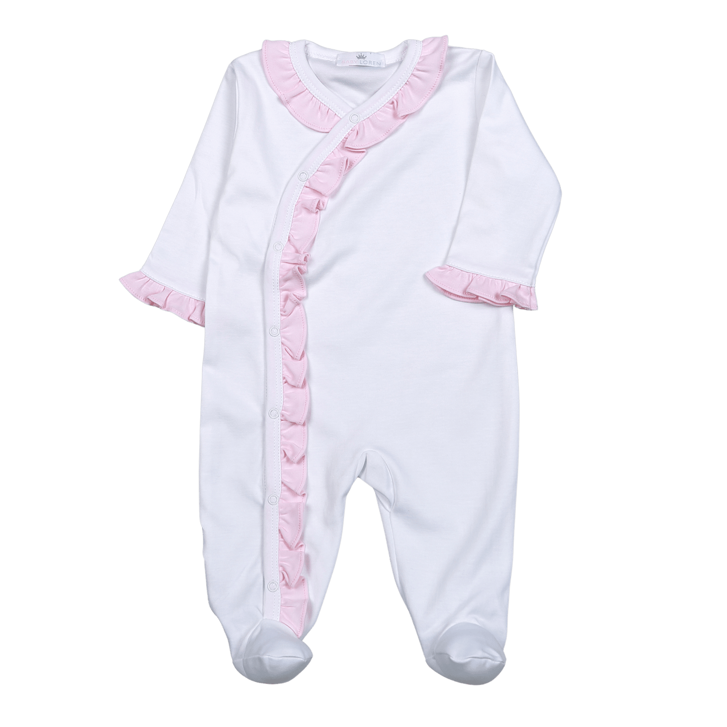 White Pink Ruffle Footie