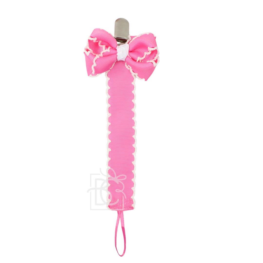 Pacifier Clip w/ Detachable Bow: Pk/Wht