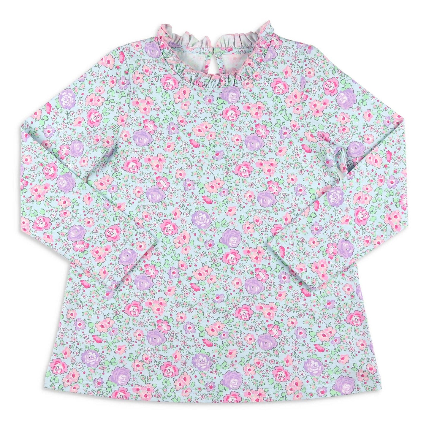 Girls Ruffle Neck Top - Posy Petals