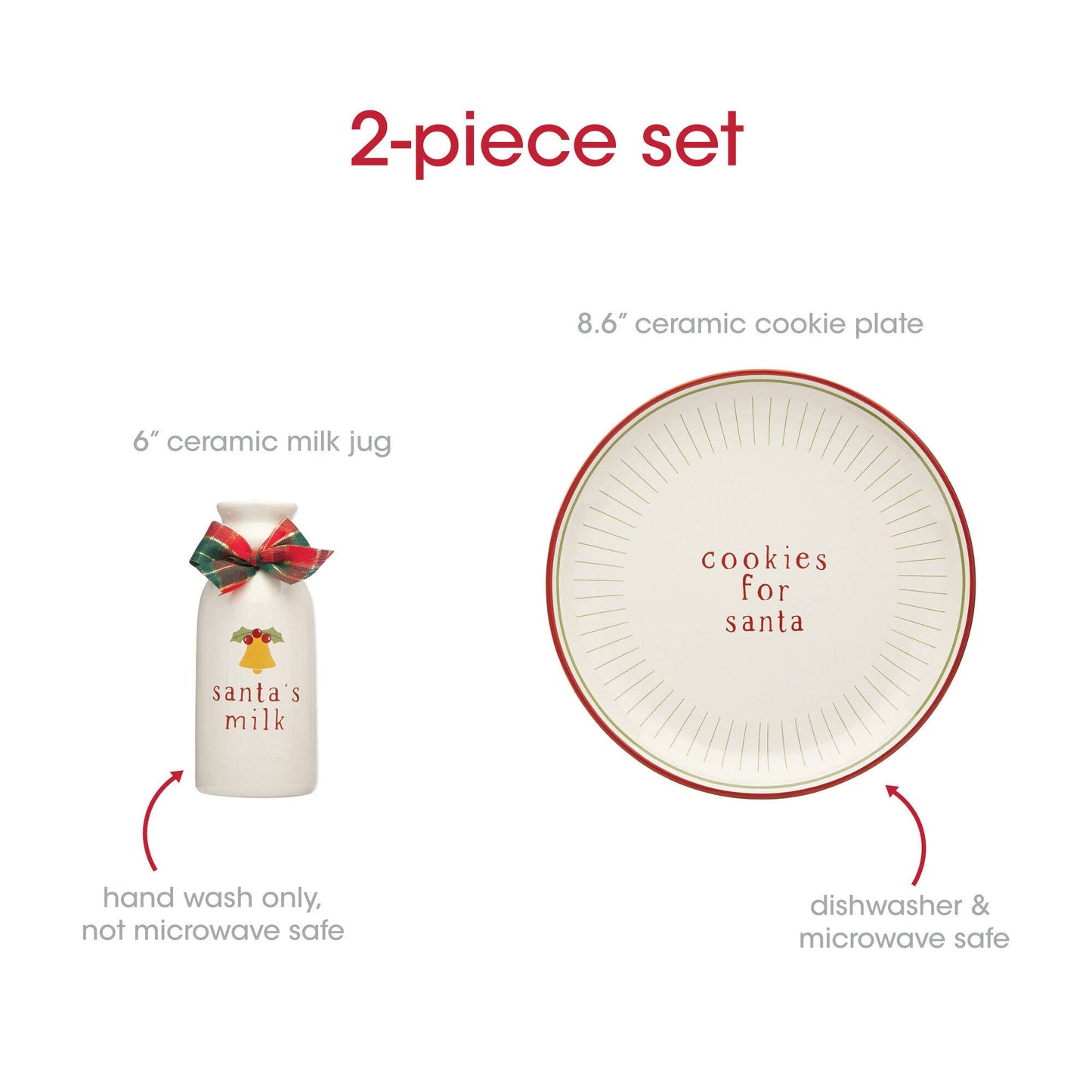 Santa Christmas Cookie Plate & Milk Jug