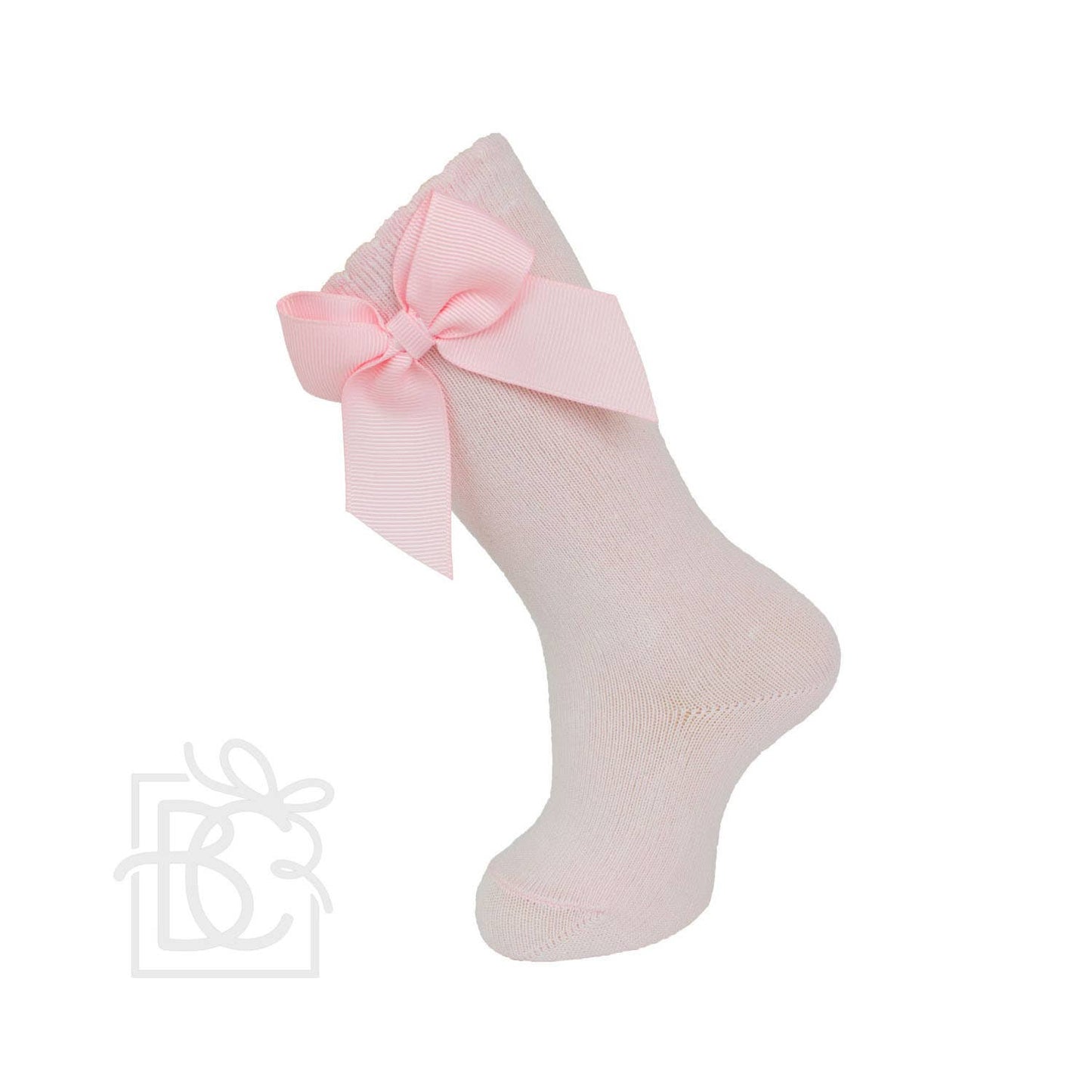 Knee Socks With Side Bow: Soft Pink