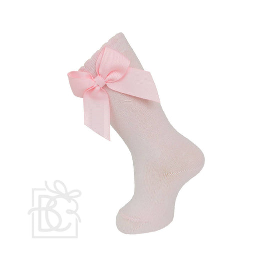 Knee Socks With Side Bow: Soft Pink