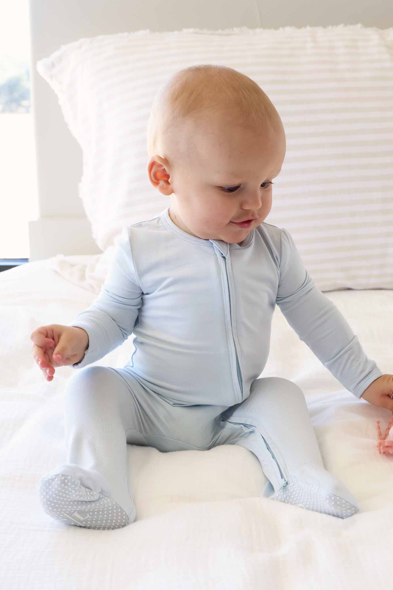 Baby Blue Zipper Footie