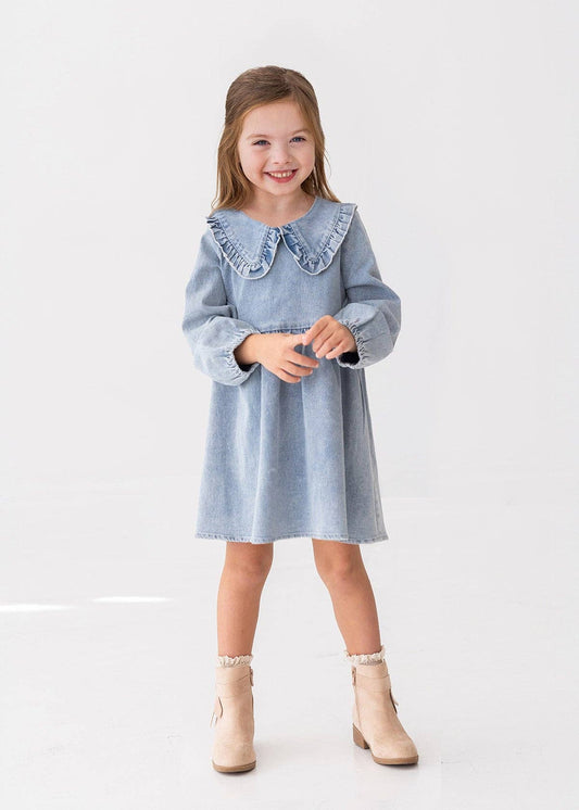 Denim Long Sleeve Dress: 2T