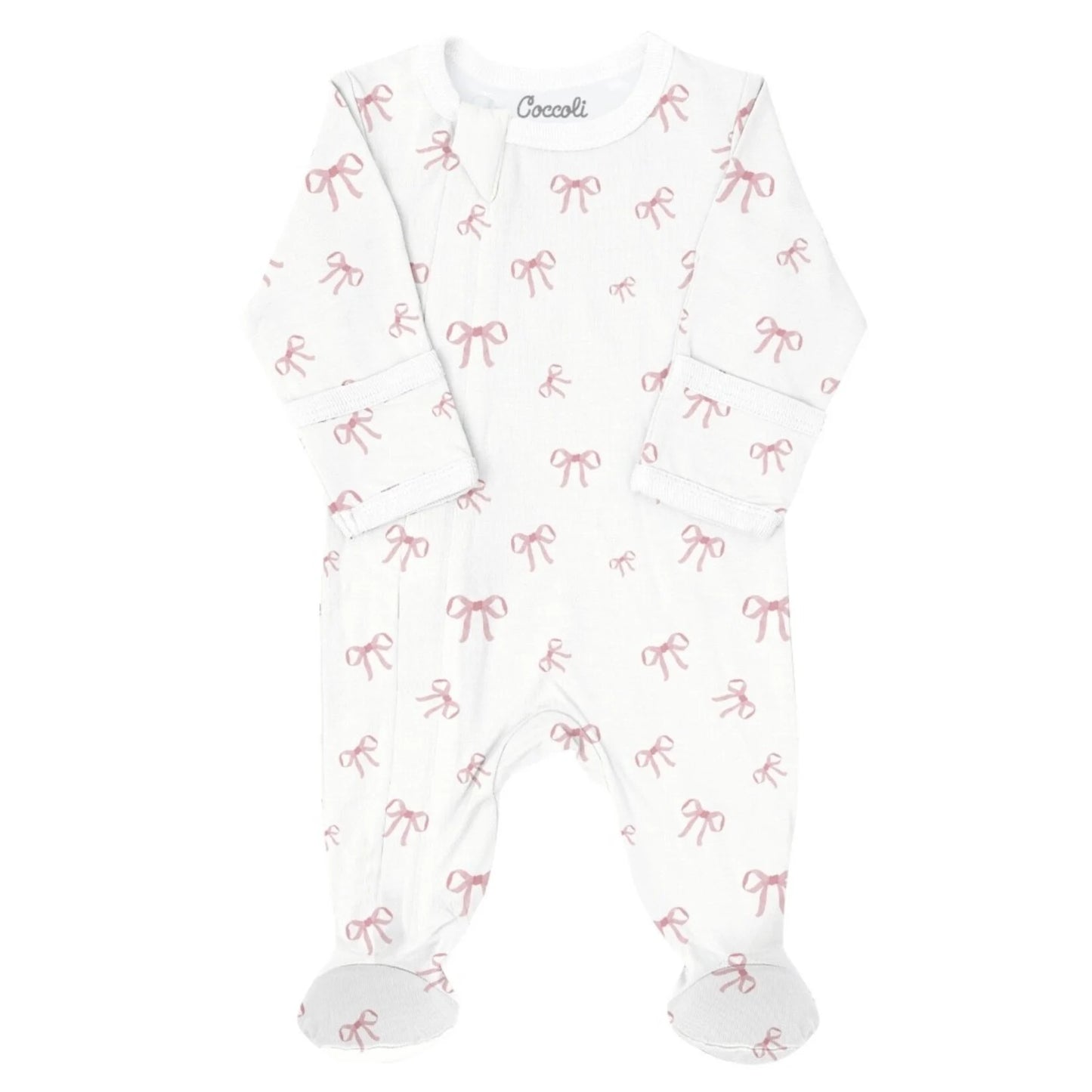 Zipper Footie (Bows on Cream)