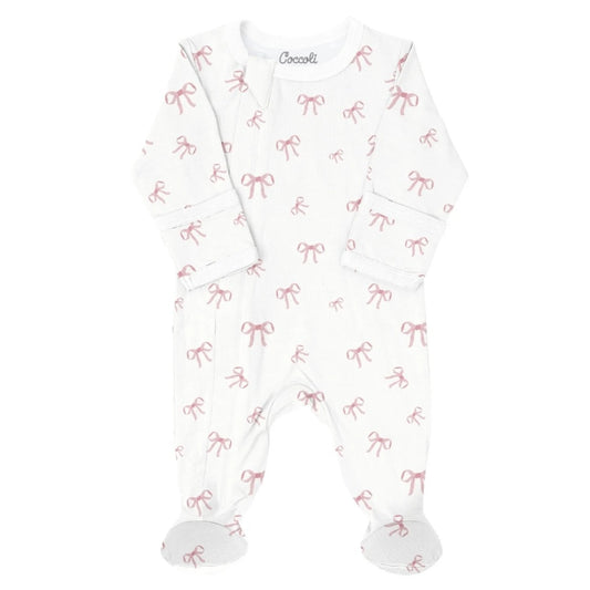 Zipper Footie (Bows on Cream)