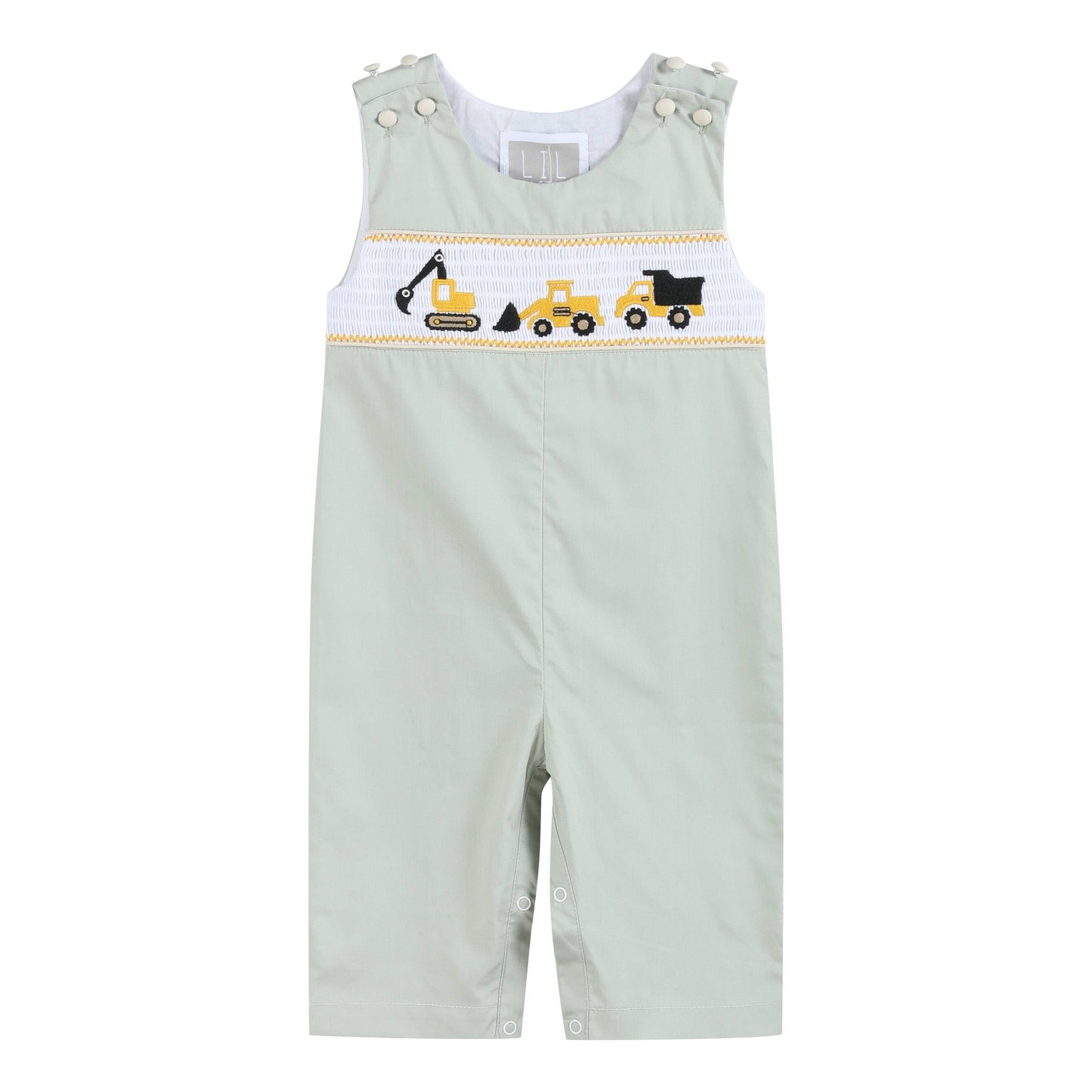 Construction Smocked Overalls: 6-12M
