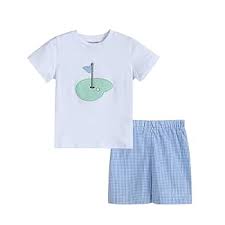 Blue Gingham Golf Shirt & Shorts