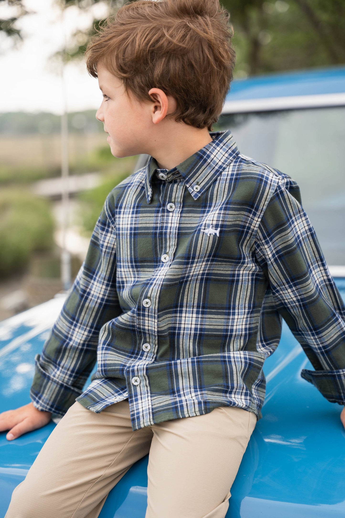 Boys Flannel Green