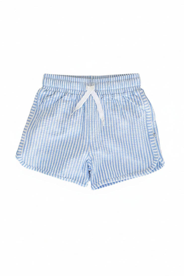 Seersucker Blue Swim Trunks
