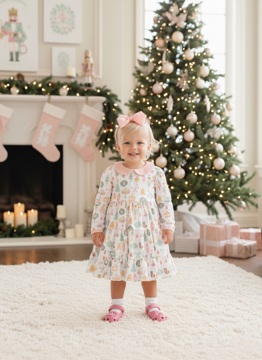 Christmas Ornaments Print Swing Dress: 4/5