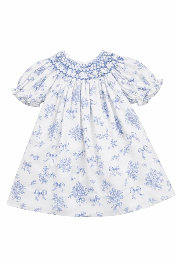 Evelyn Wht/Blue Floral Dress