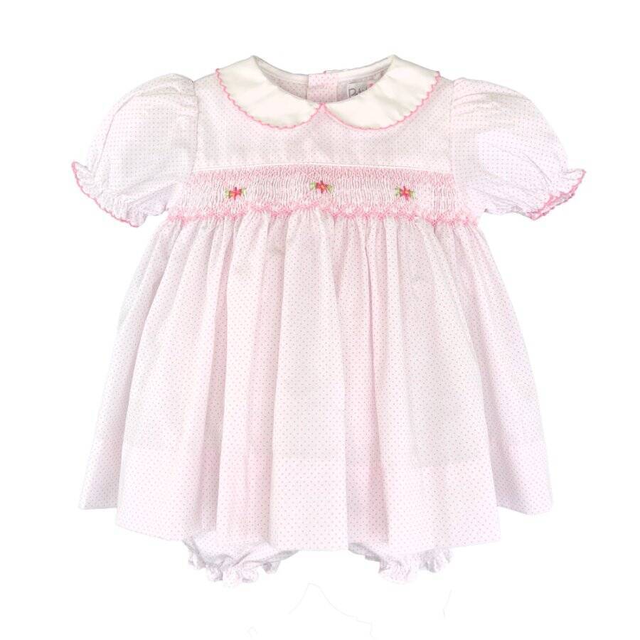 Smocked Pink Dot Bloomer Set