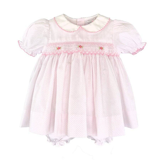 Smocked Pink Dot Bloomer Set