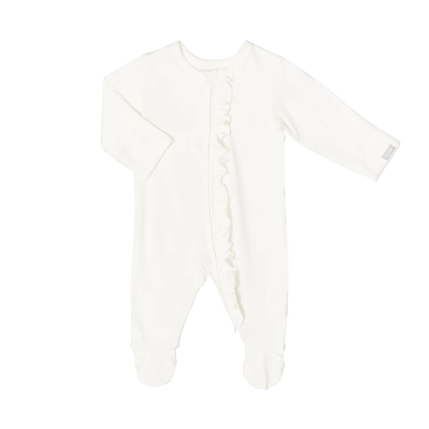 Ruffle Zipper Footie (Cream)