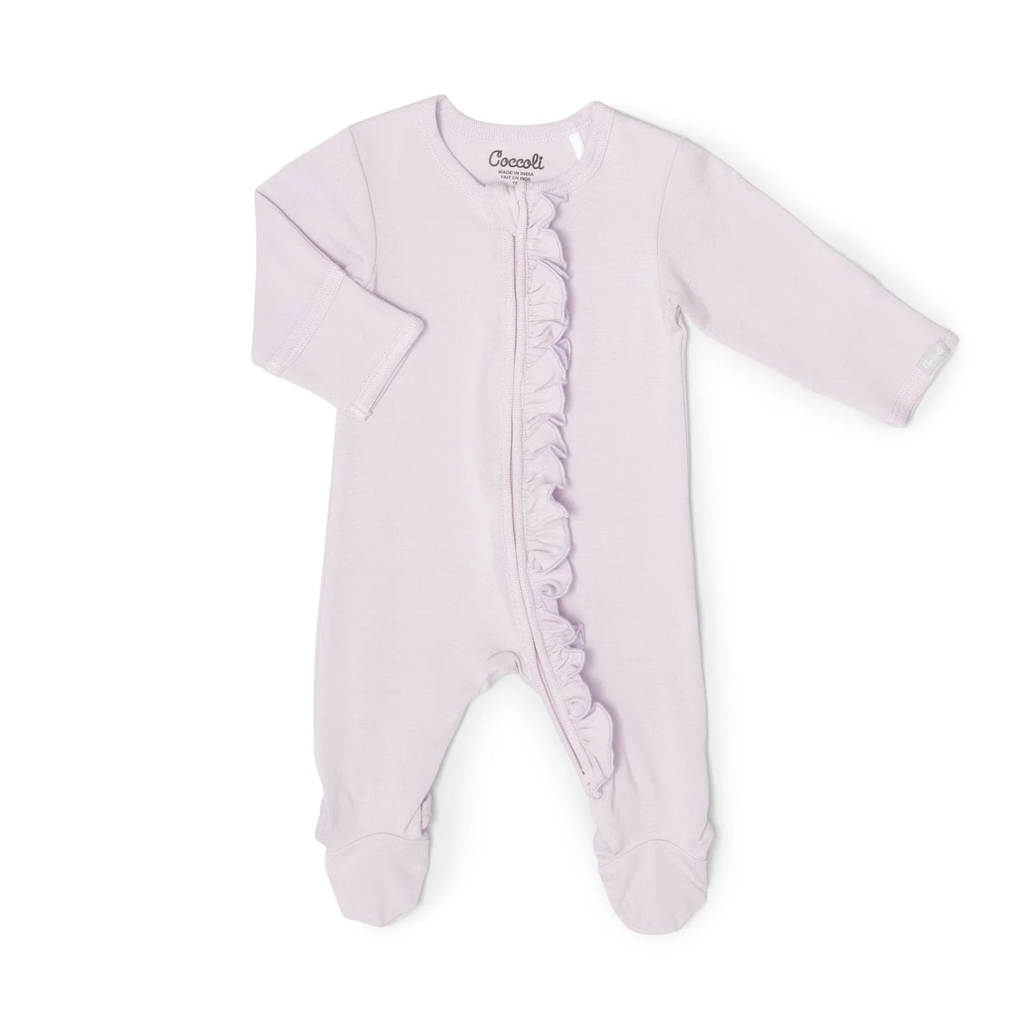 Ruffle Zipper Footie (Lavender)