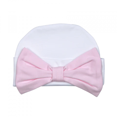 Pink Bow Beanie (White)